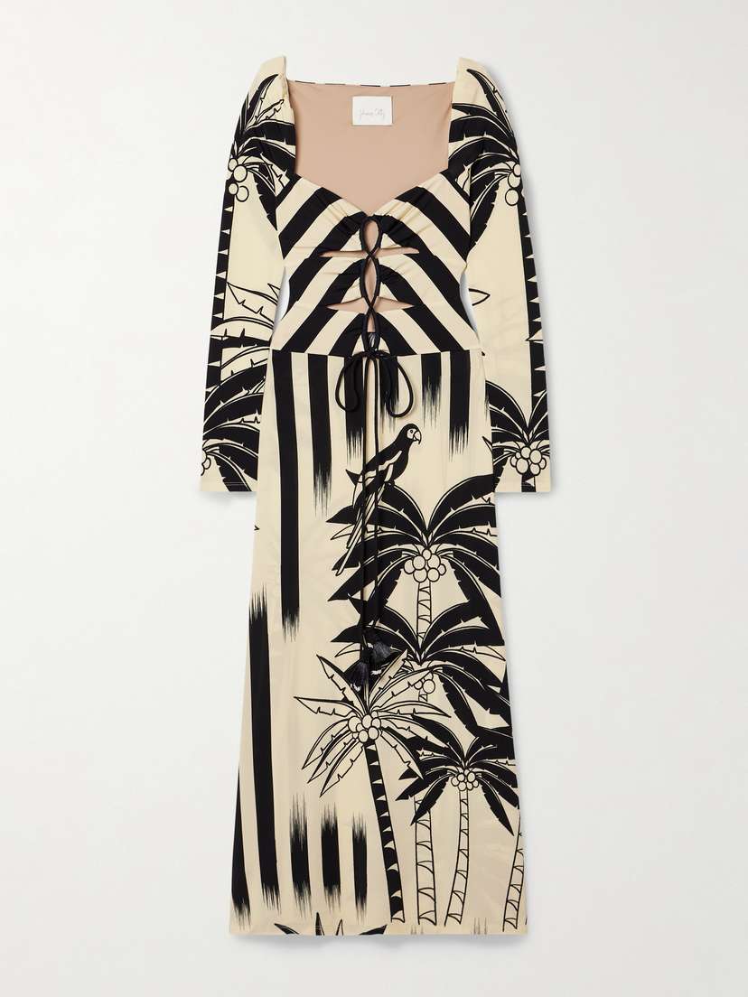 Johanna Ortiz + Net Sustain Determined Vaquera Printed Cutout Stretch-jersey Midi Dress