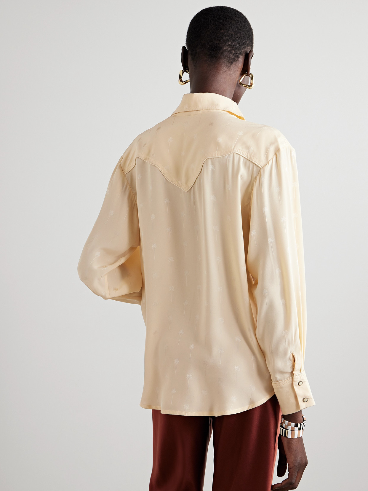 Shop Johanna Ortiz + Net Sustain Bonanza Belted Embroidered Silk Crepe De Chine Shirt In Ecru