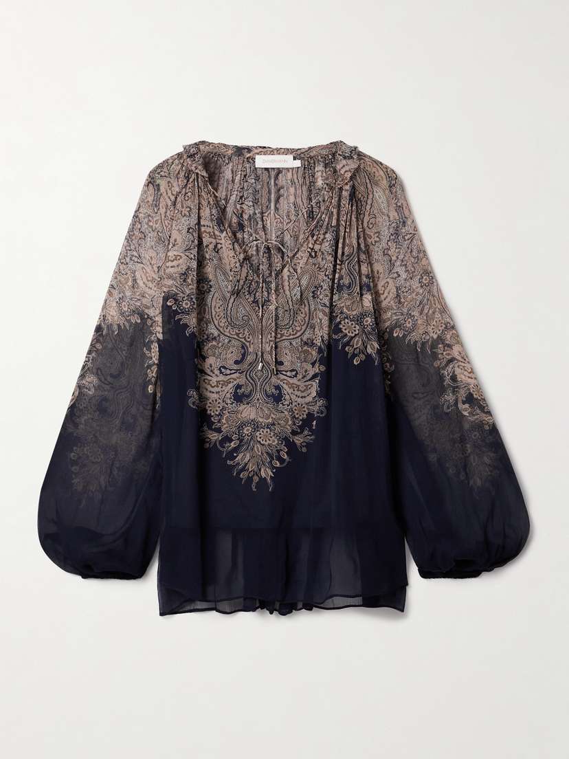 Zimmermann + Net Sustain Natura Paisley-print Crepon Blouse