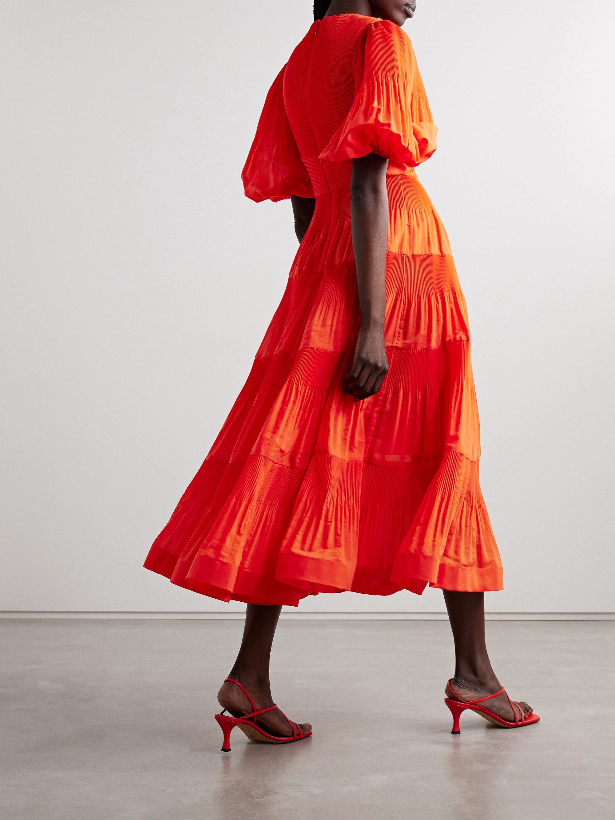 Zimmermann Tiered plissé-taffeta midi dress thumbnail