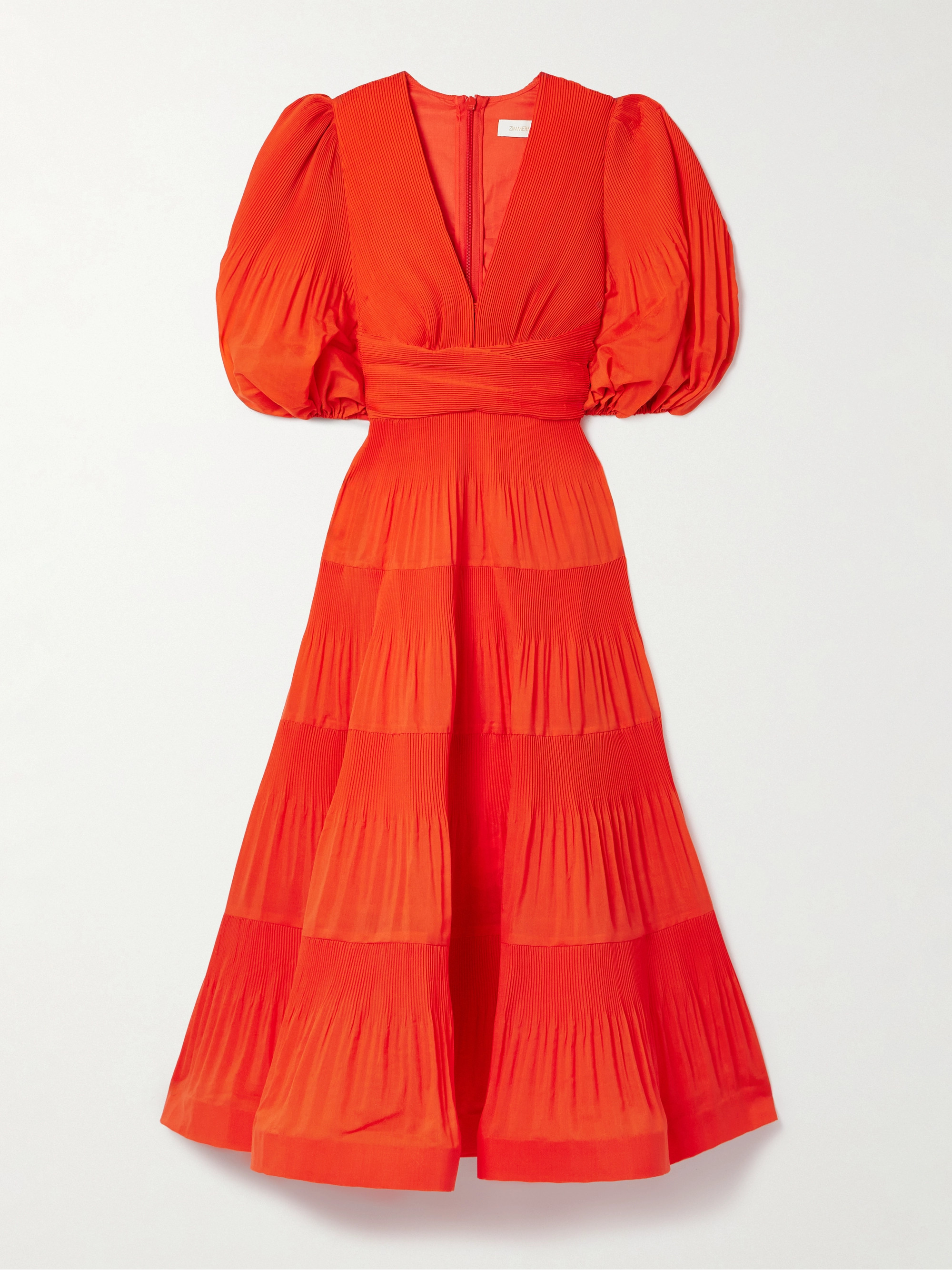 Zimmermann Tiered plissé-taffeta midi dress thumbnail
