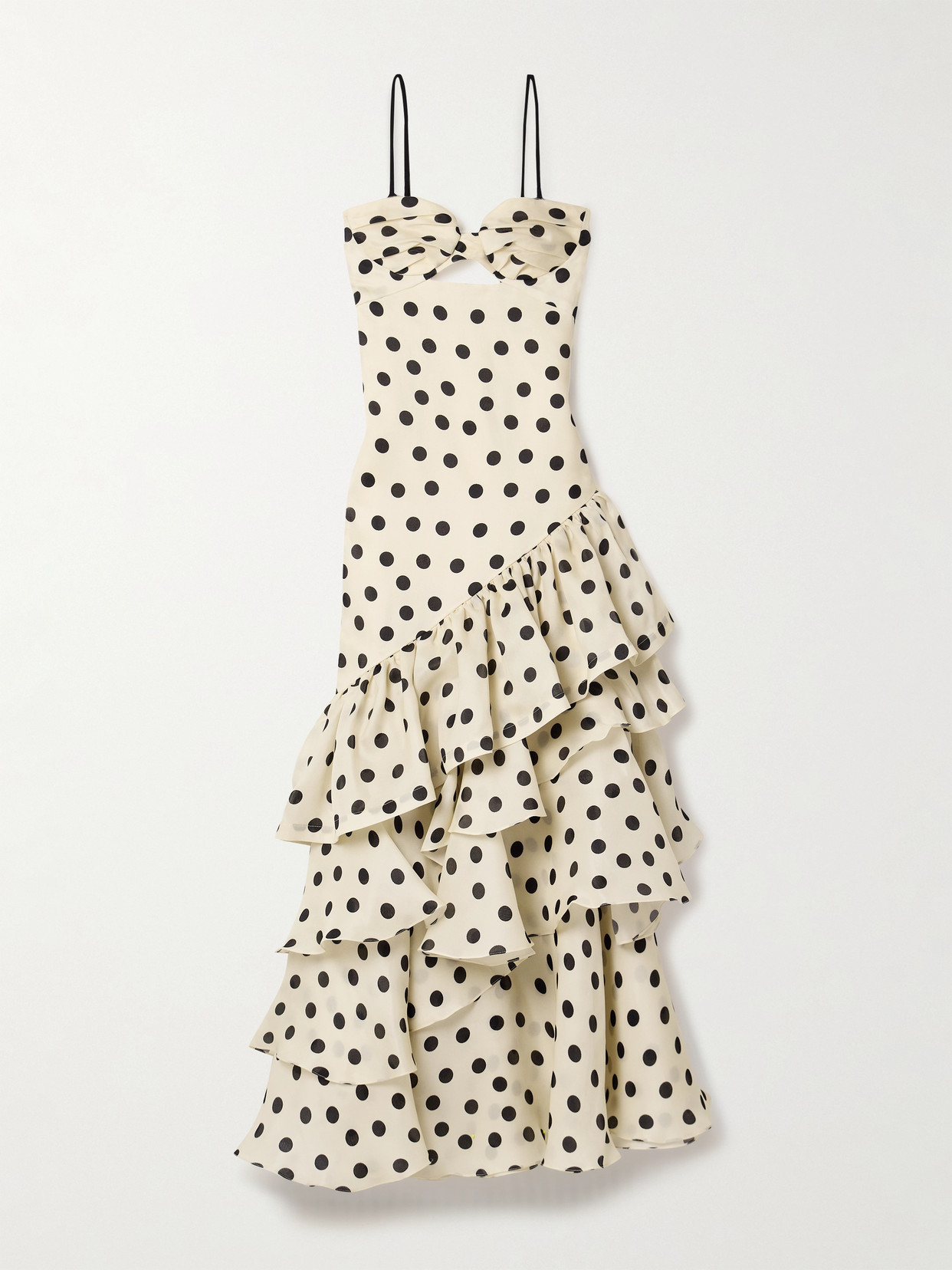 Johanna Ortiz Danza Ruffled Polka-dot Silk-organza Maxi Dress In Ecru