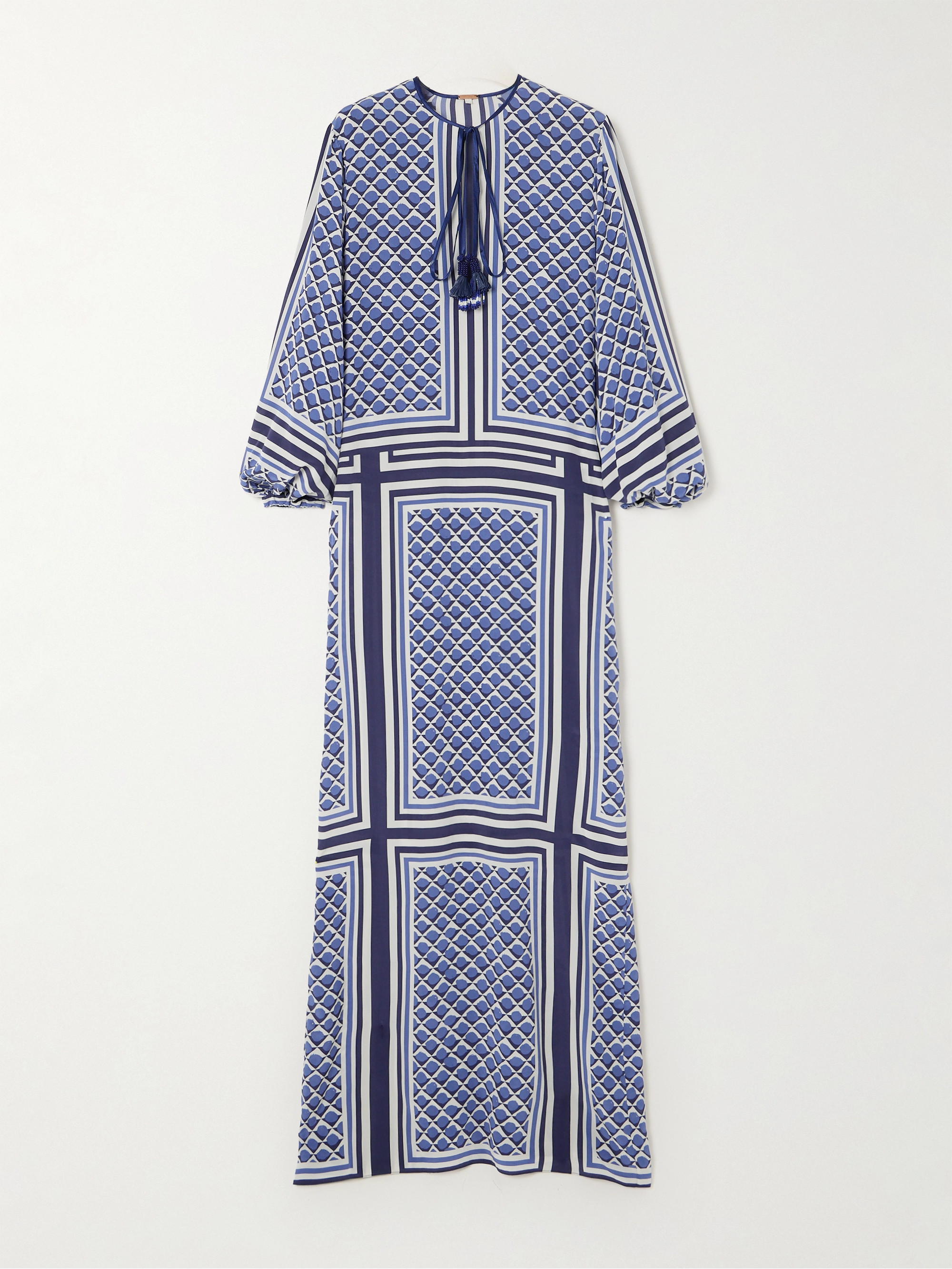 Johanna Ortiz + NET SUSTAIN Embellished printed silk crepe de chine maxi dress thumbnail