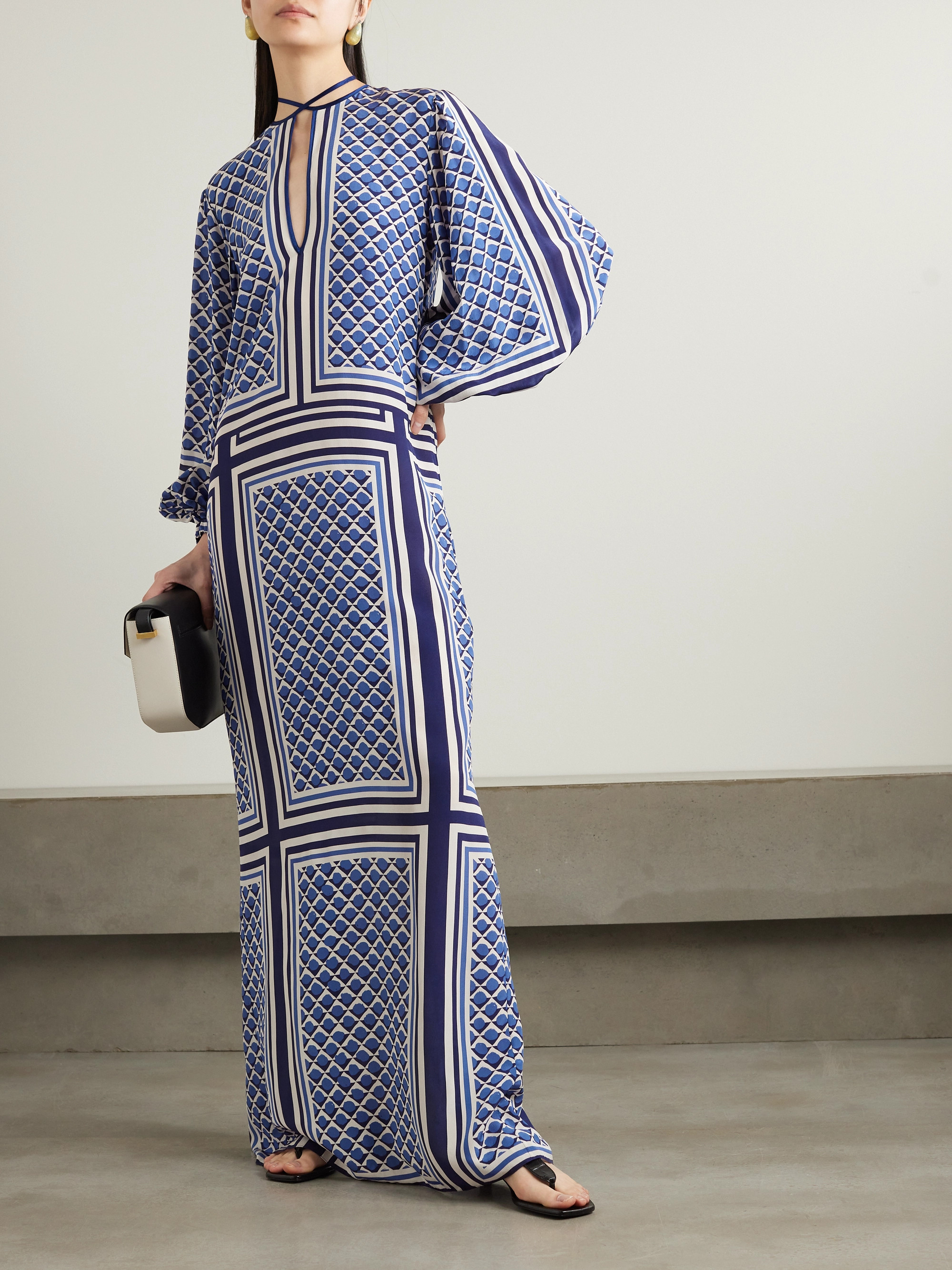 Johanna Ortiz + NET SUSTAIN Embellished printed silk crepe de chine maxi dress