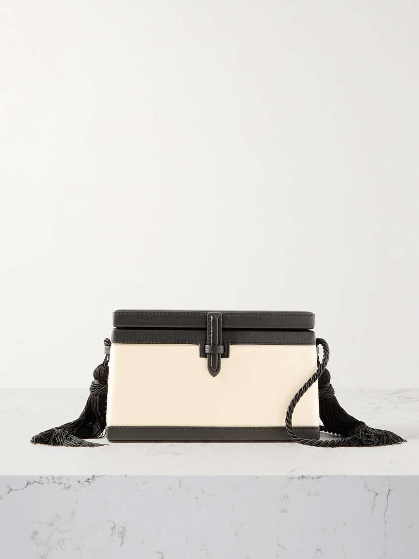 Hunting Season The Trunk Tasseled Leather-trimmed Satin Shoulder Bag