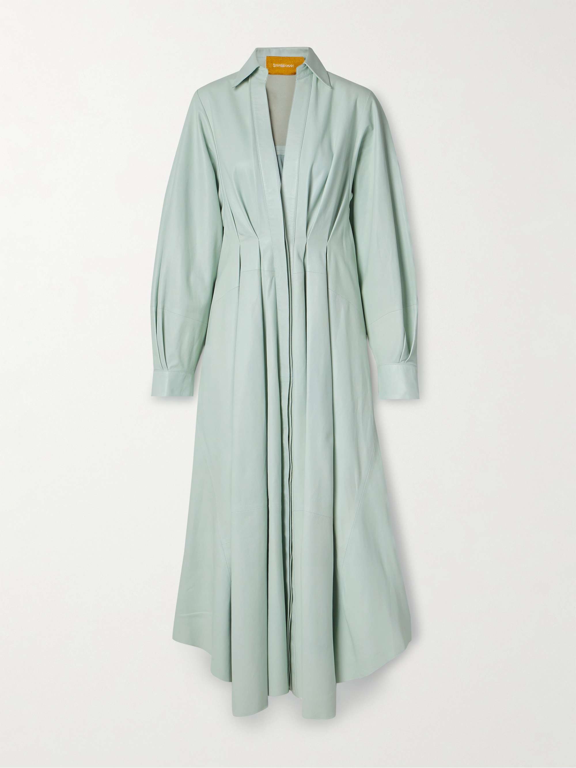 Natura pleated leather midi dress mint 0