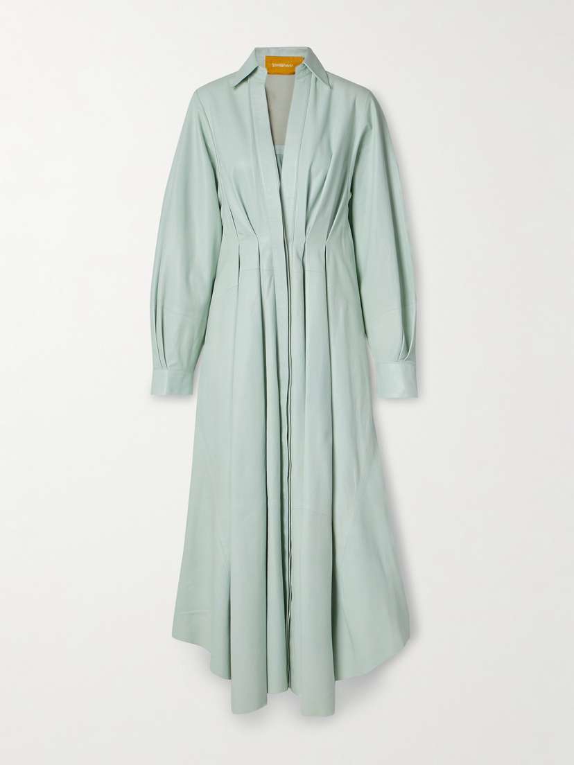 Zimmermann Natura Pleated Leather Midi Dress
