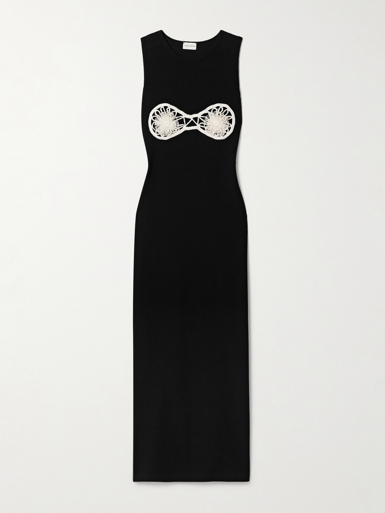 Magda Butrym - Crochet-appliquéd Ribbed Cotton Midi Dress - Black