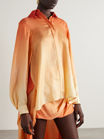Zimmermann Tranquility asymmetric ombré silk-twill shirt