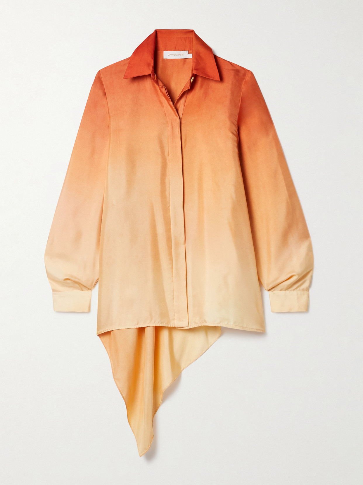 Zimmermann - Tranquility Asymmetric Ombré Silk-twill Shirt - Red
