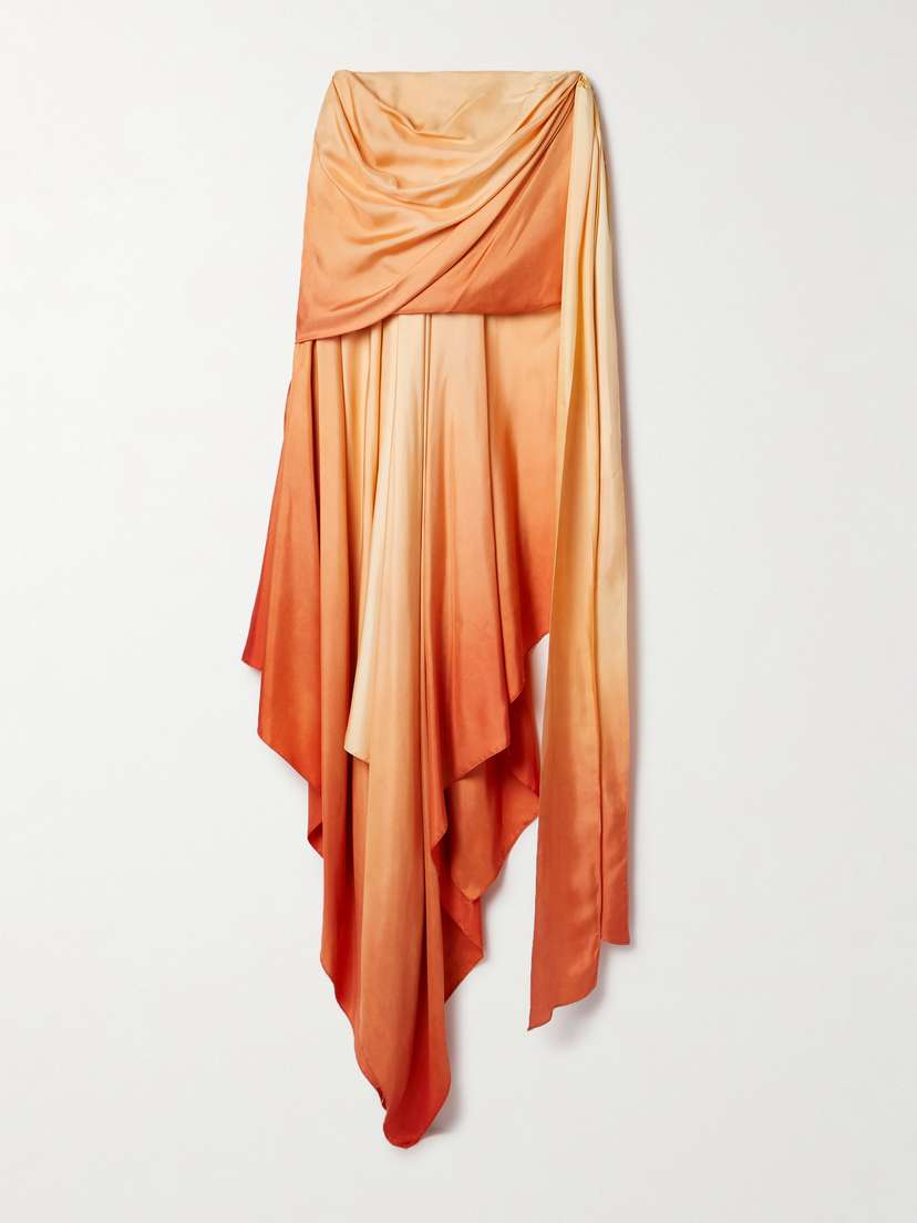 Zimmermann Tranquility Asymmetric Ombré Silk-twill Skirt