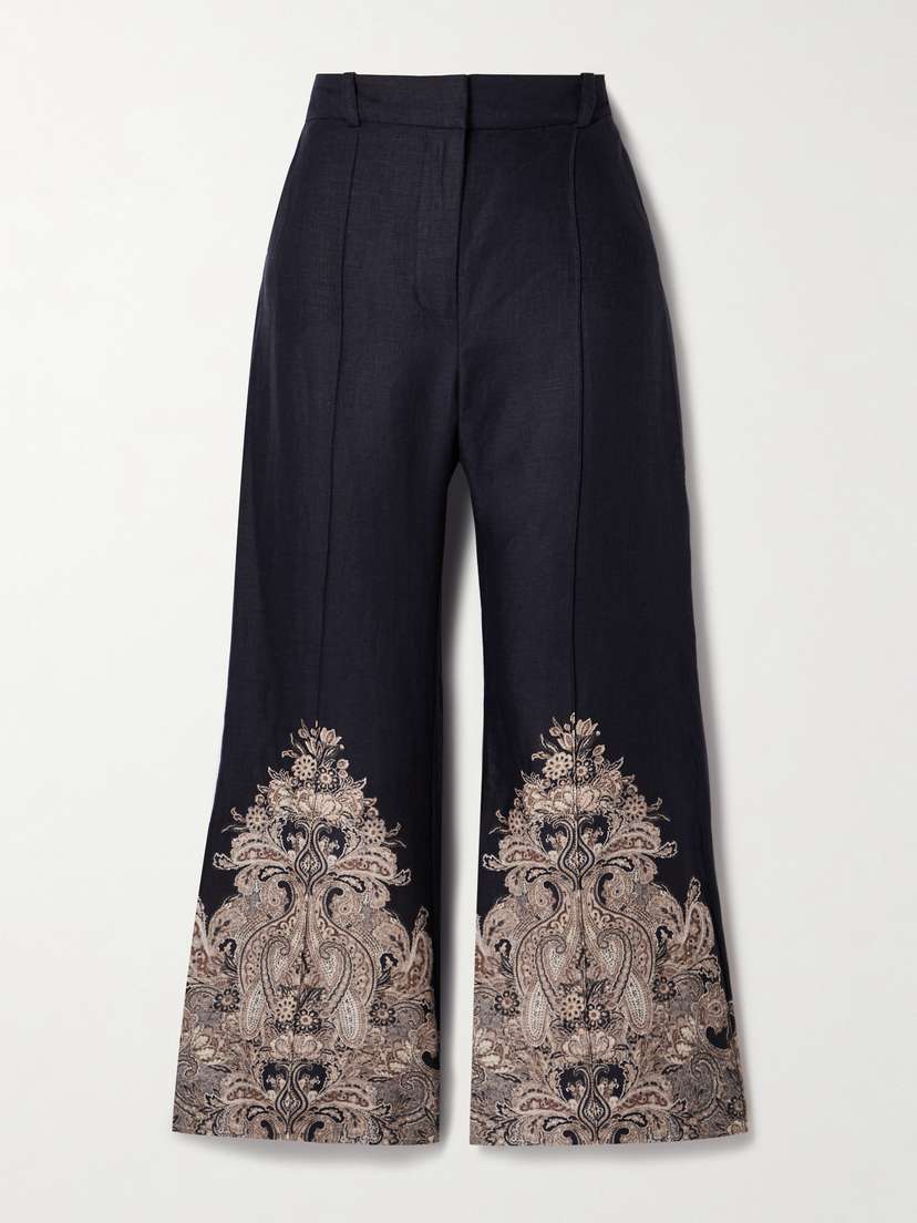 Zimmermann Natura Paisley-print Linen Flared Pants