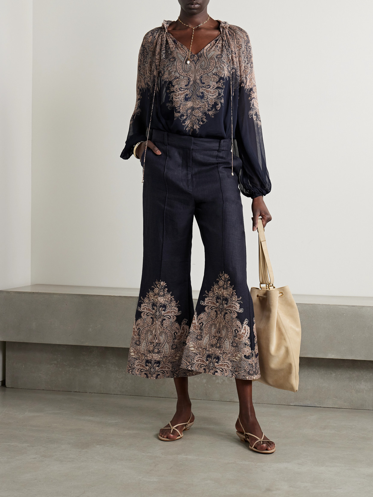 Zimmermann Natura Navy Blue Trousers In Blue