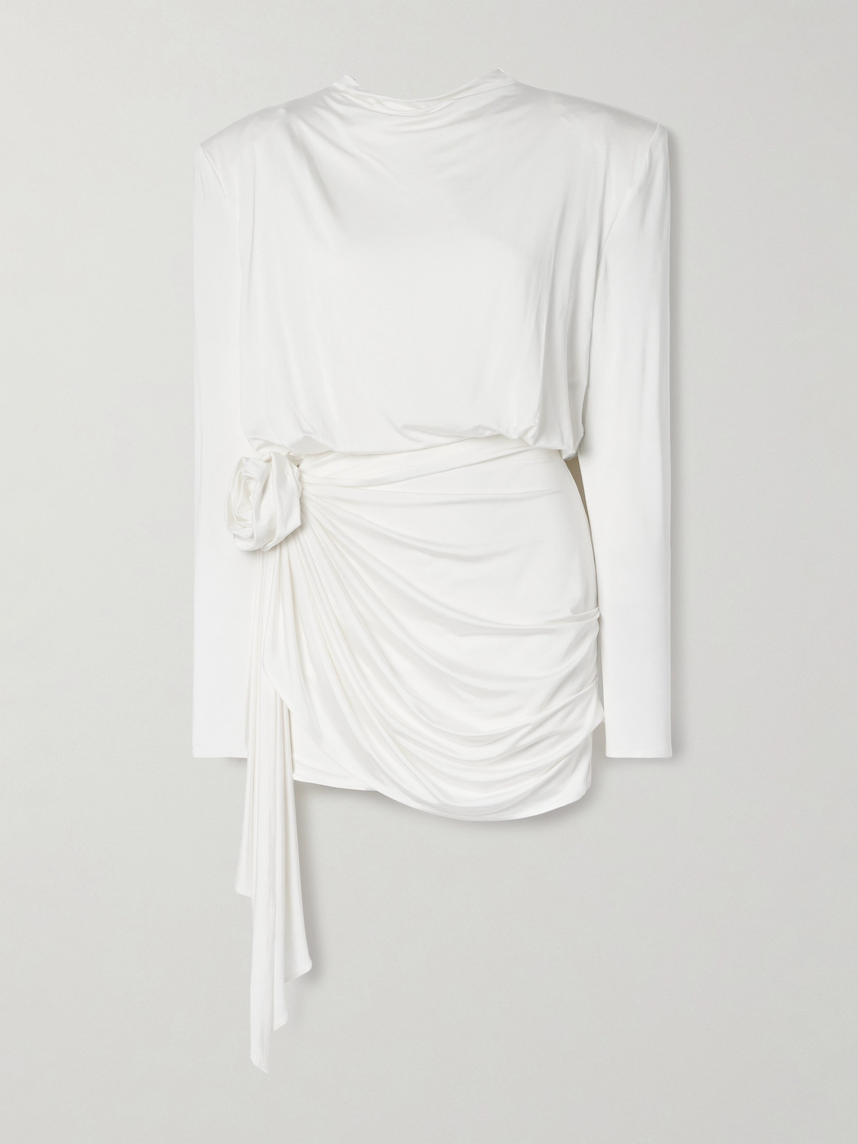 Magda Butrym Appliquéd Cutout Draped Jersey Mini Dress In White