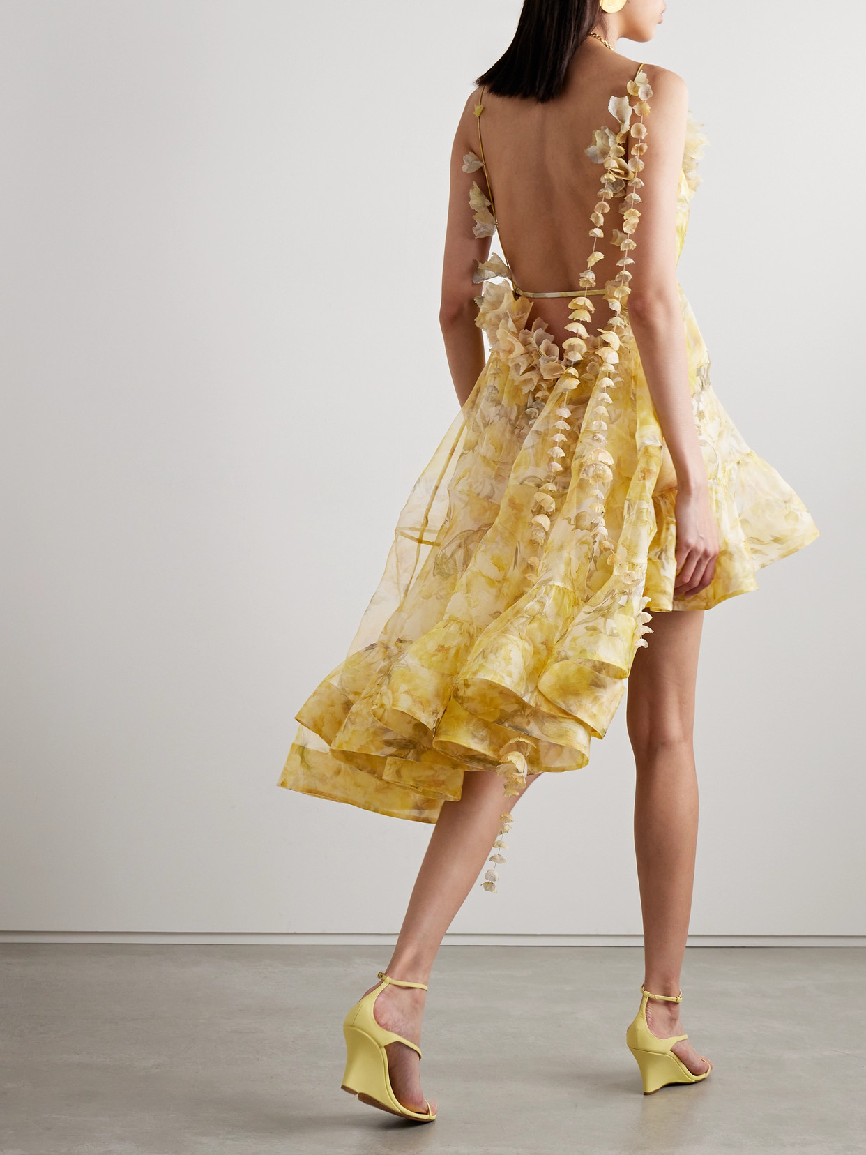 Zimmermann Harmony Draped Silk Mini Dress In Yellow