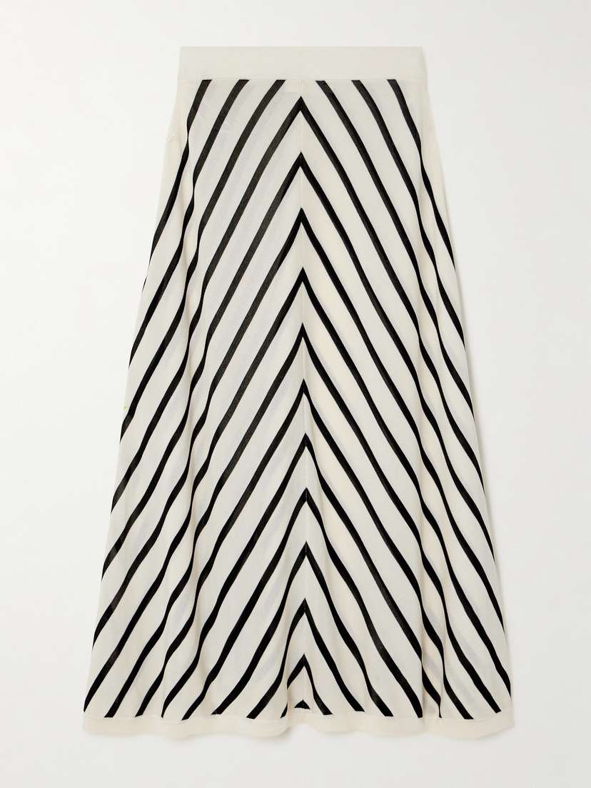 Zimmermann Natura Striped Stretch-knit Midi Skirt