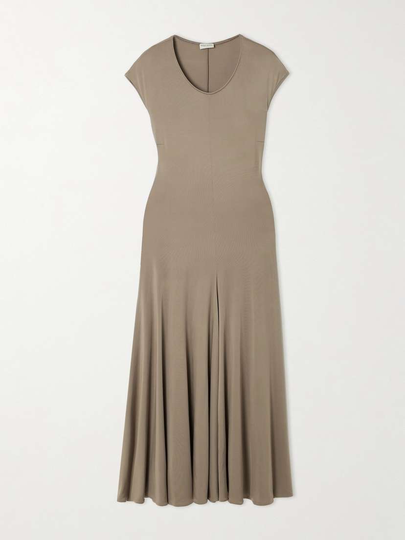 Magda Butrym Pleated Stretch-jersey Midi Dress
