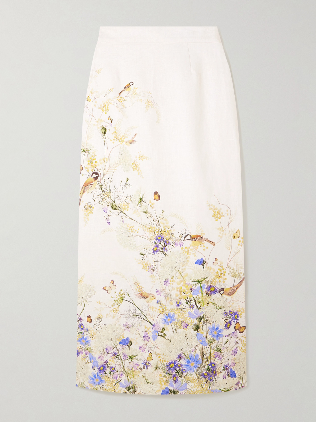 Shop Zimmermann + Net Sustain Harmony Floral-print Linen Midi Skirt In Ivory