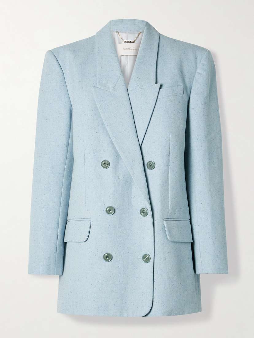 Zimmermann Natura Double-breasted Cotton And Silk-blend Blazer