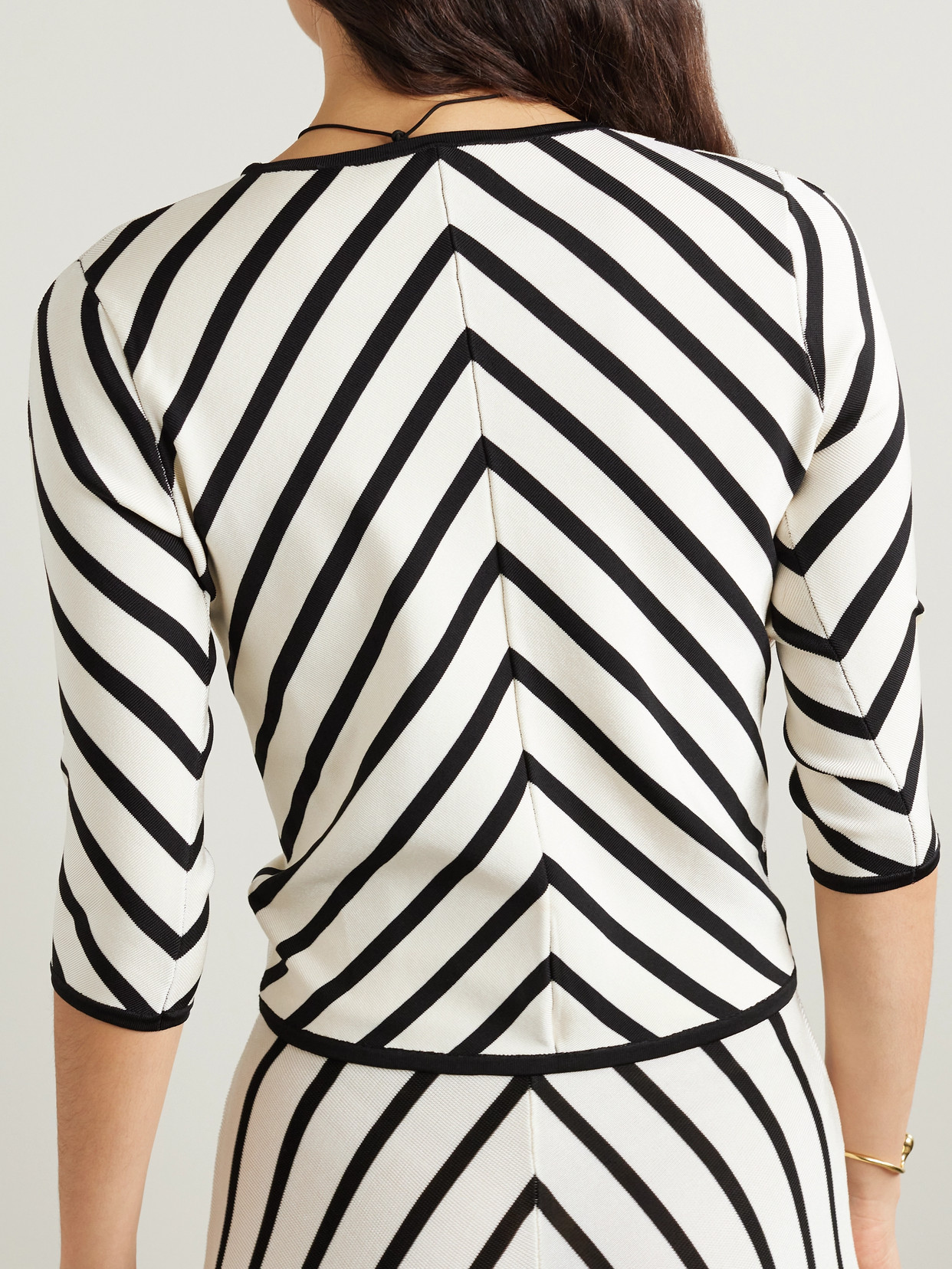 Shop Zimmermann Natura Striped Stretch-knit Top In Ivory