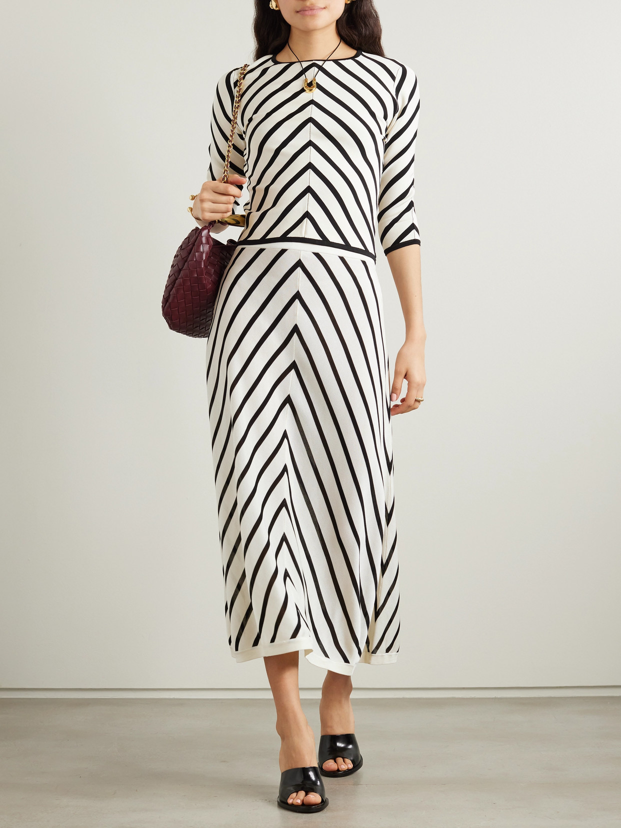 Zimmermann Natura Striped Stretch-knit Top In Ivory