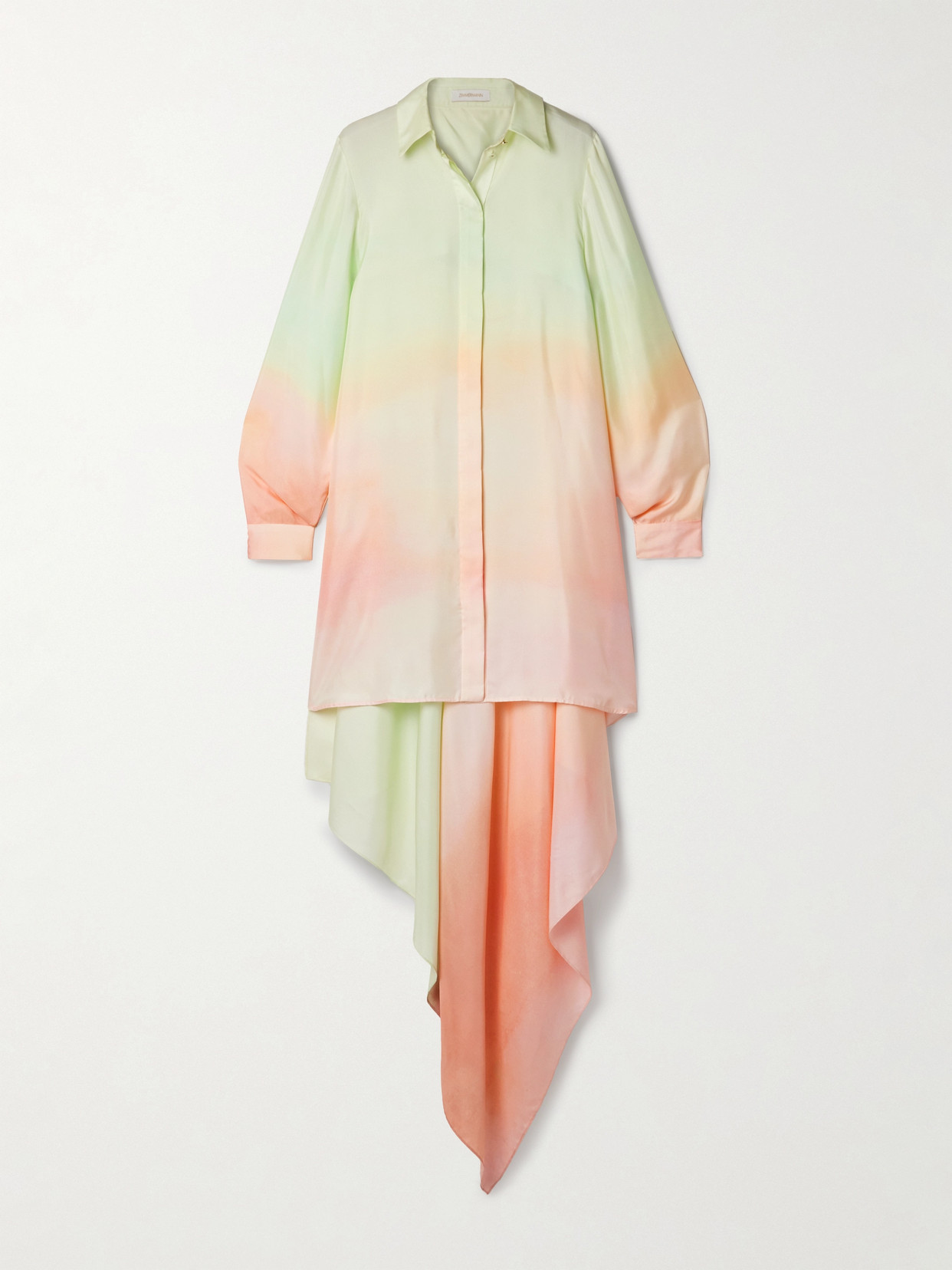 Zimmermann Natura Draped Silk Satin-twill Mini Shirt Dress In Pink