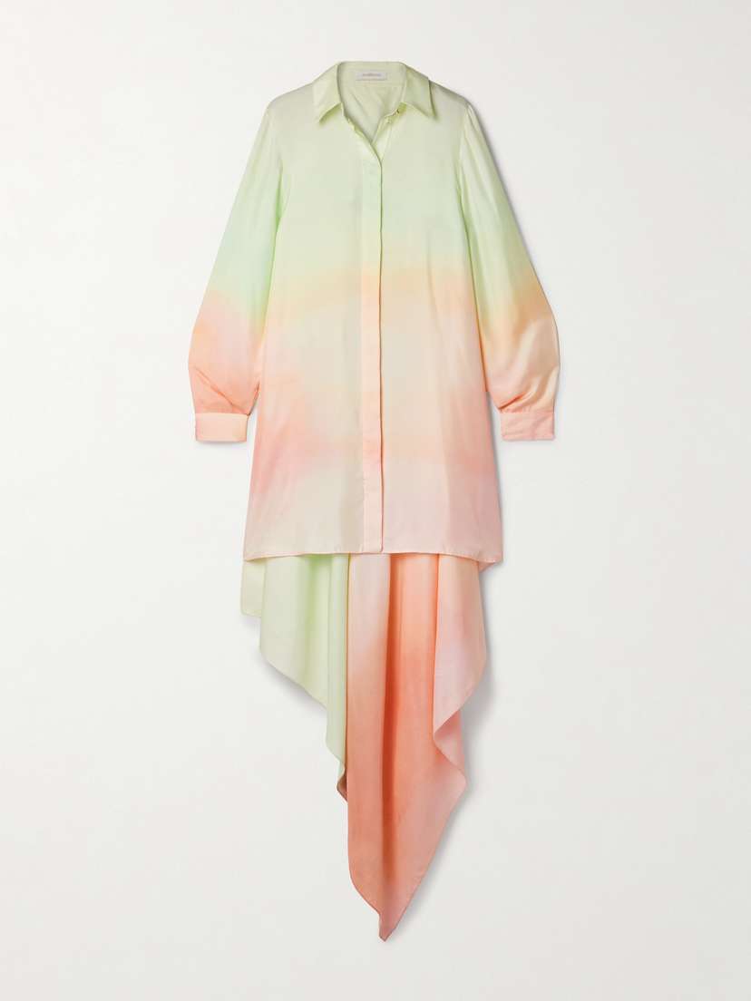 Zimmermann Natura Draped Silk Satin-twill Mini Shirt Dress