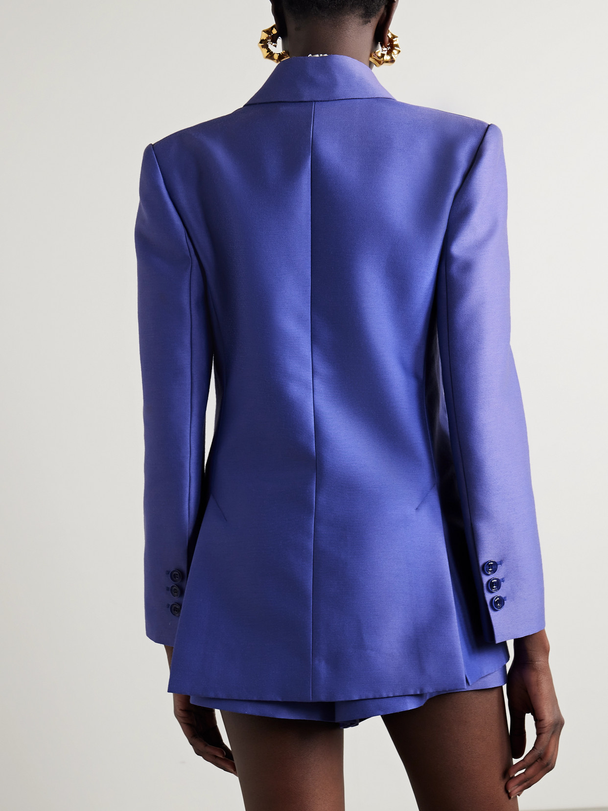 Zimmermann Natura Double-breasted Wool-silk Blazer In Blue