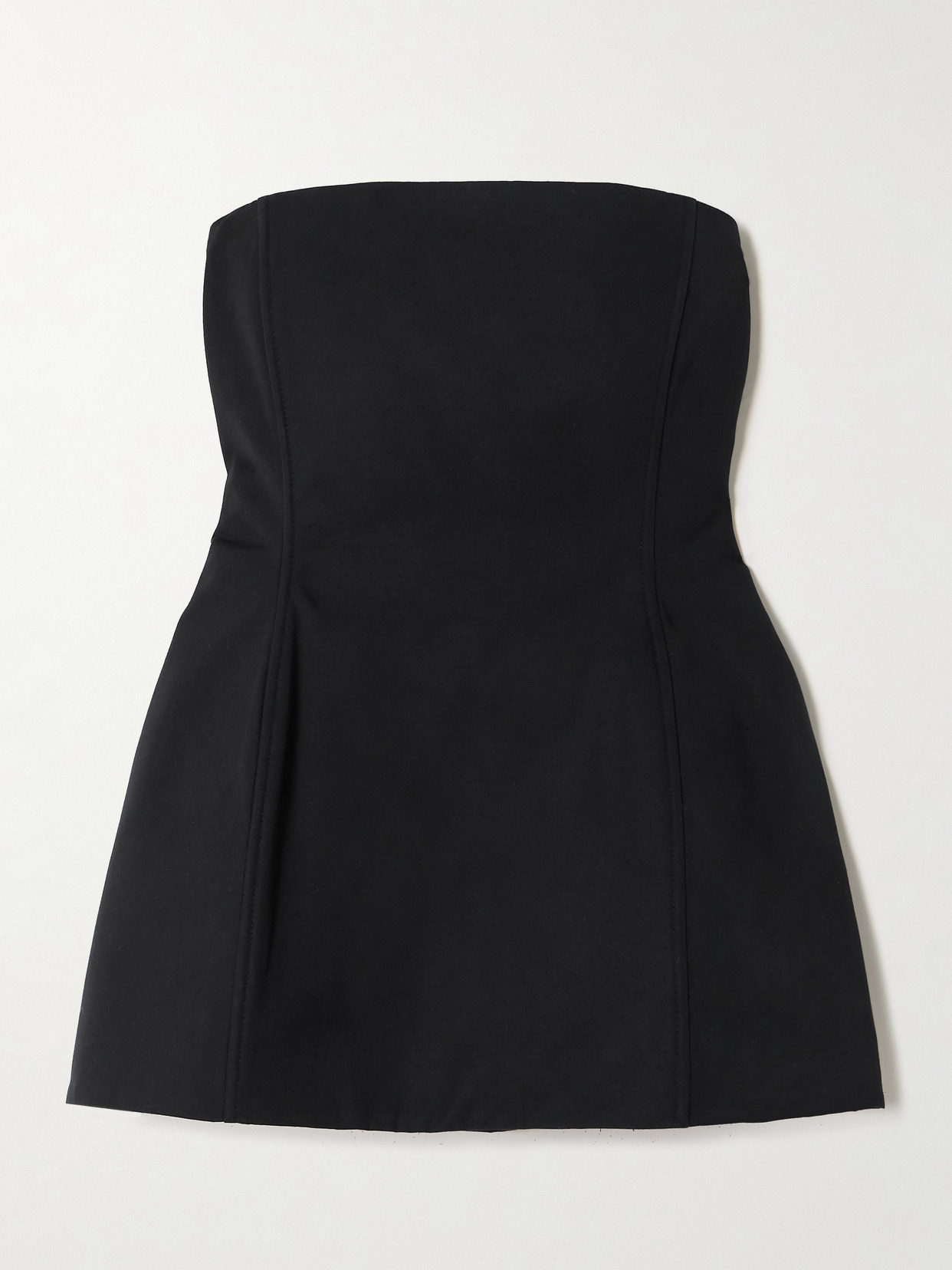 Magda Butrym Strapless Grain De Poudre Cotton Peplum Bustier Top In Black