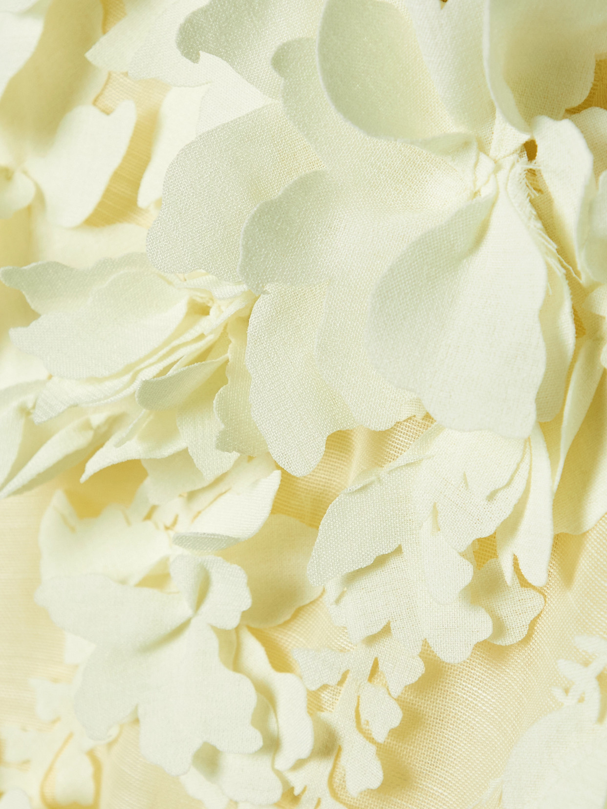 Zimmermann Harmony Cropped Asymmetric Appliquéd Linen And Silk-blend Top In Yellow