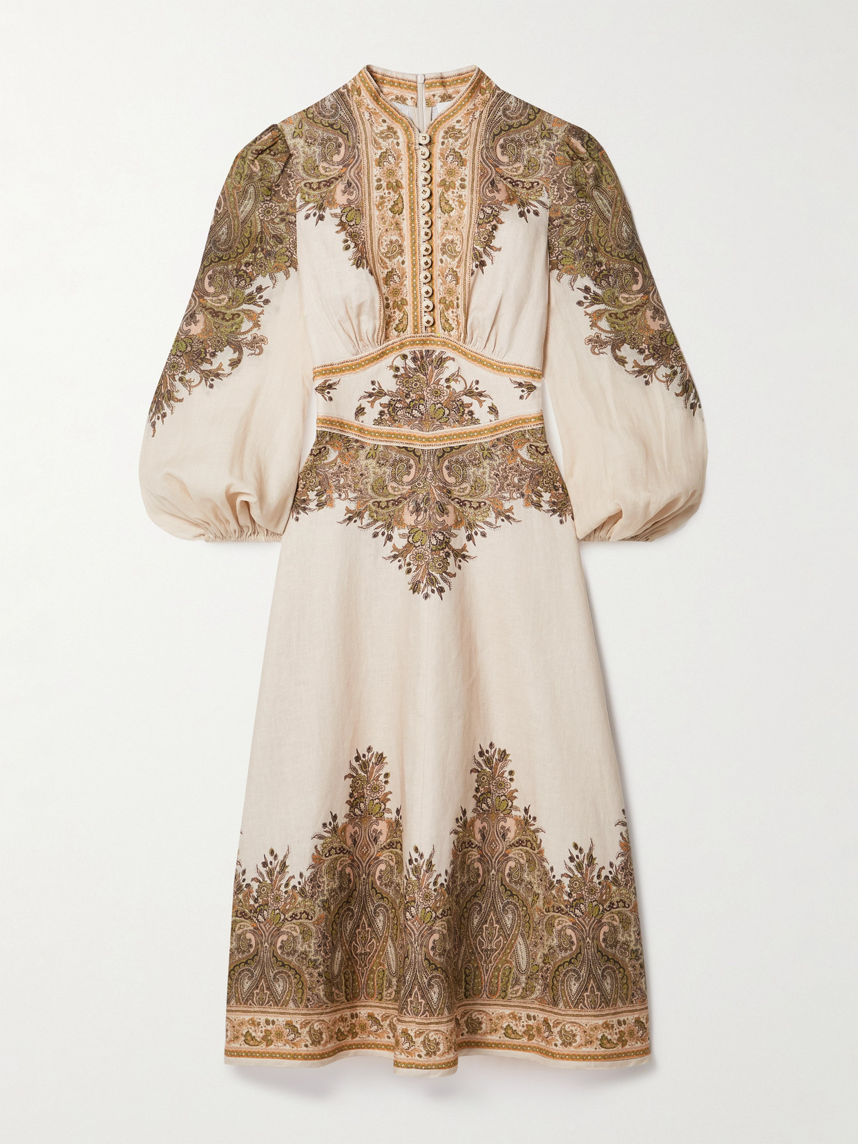 Zimmermann - Natura Paisley-print Linen Midi Dress - Multi