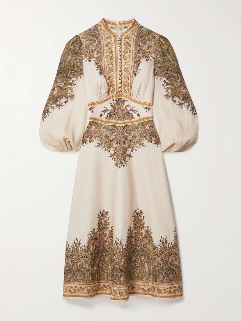 Zimmermann Natura Paisley-print Linen Midi Dress