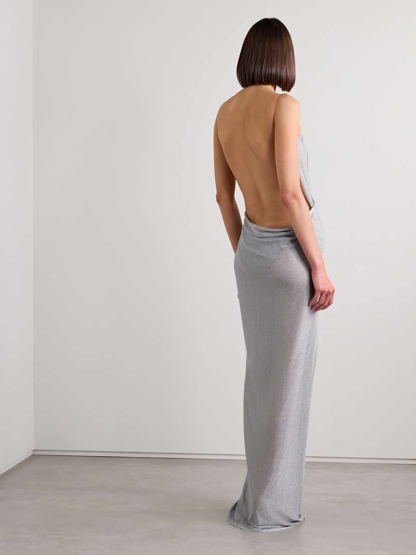 Open-back Draped Metallic Jersey Maxi Dress | Image | 2