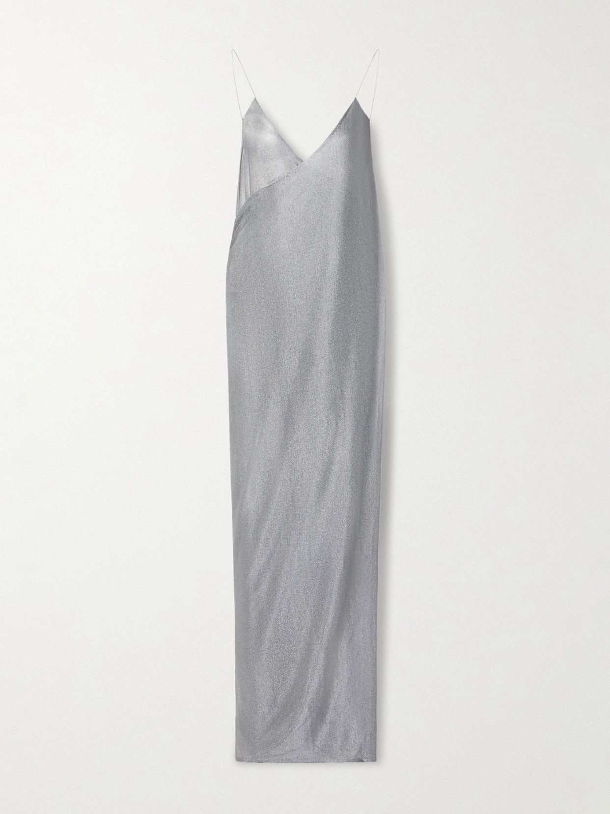 Magda Butrym Open-back Draped Metallic Jersey Maxi Dress In Silver