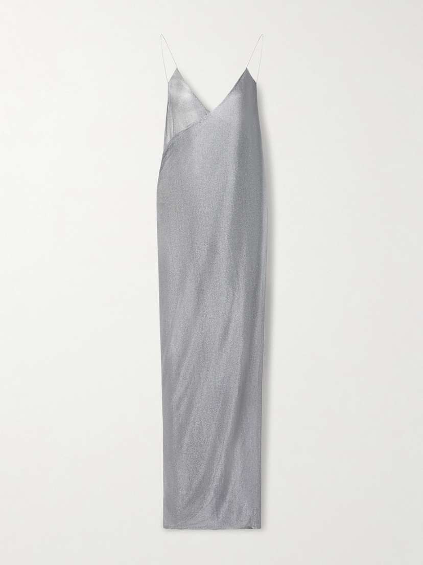 Open-back Draped Metallic Jersey Maxi Dress | Image | 0