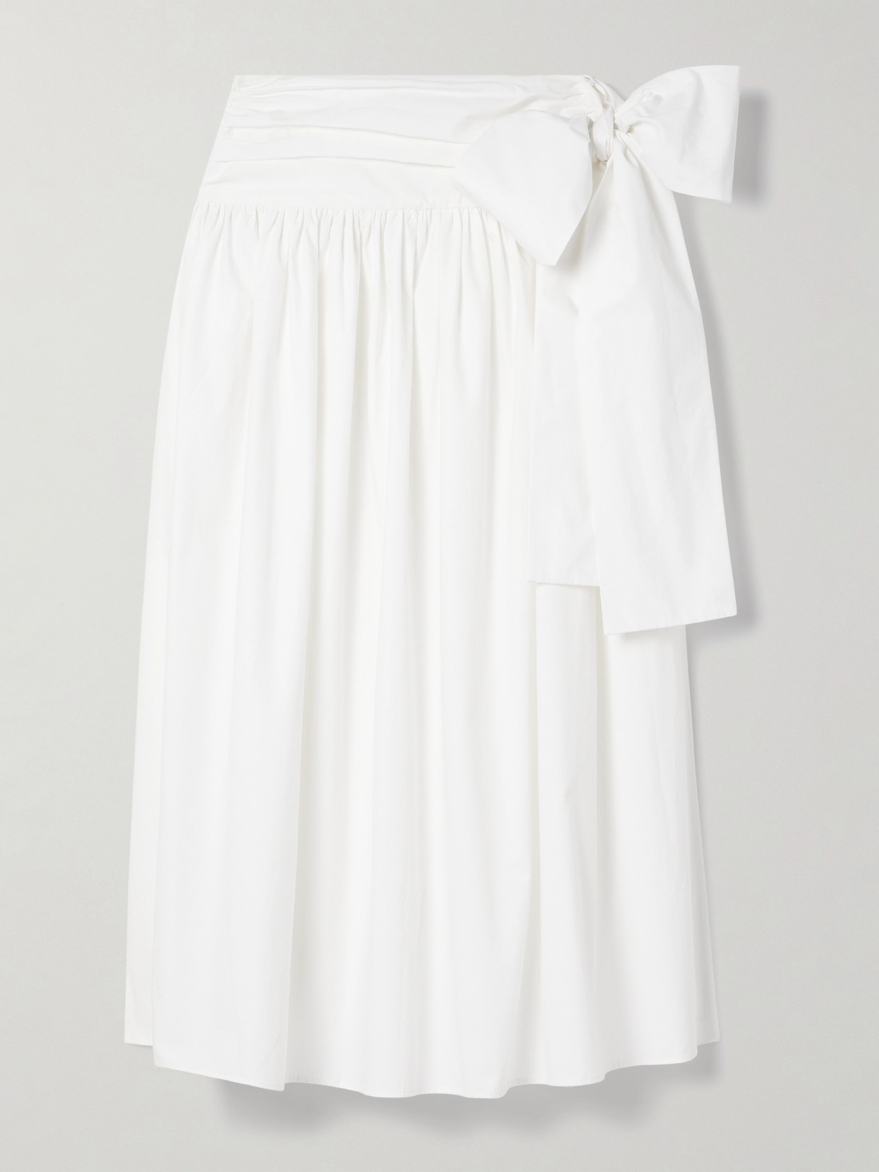 Magda Butrym Gathered Cotton-poplin Midi Wrap Skirt In White