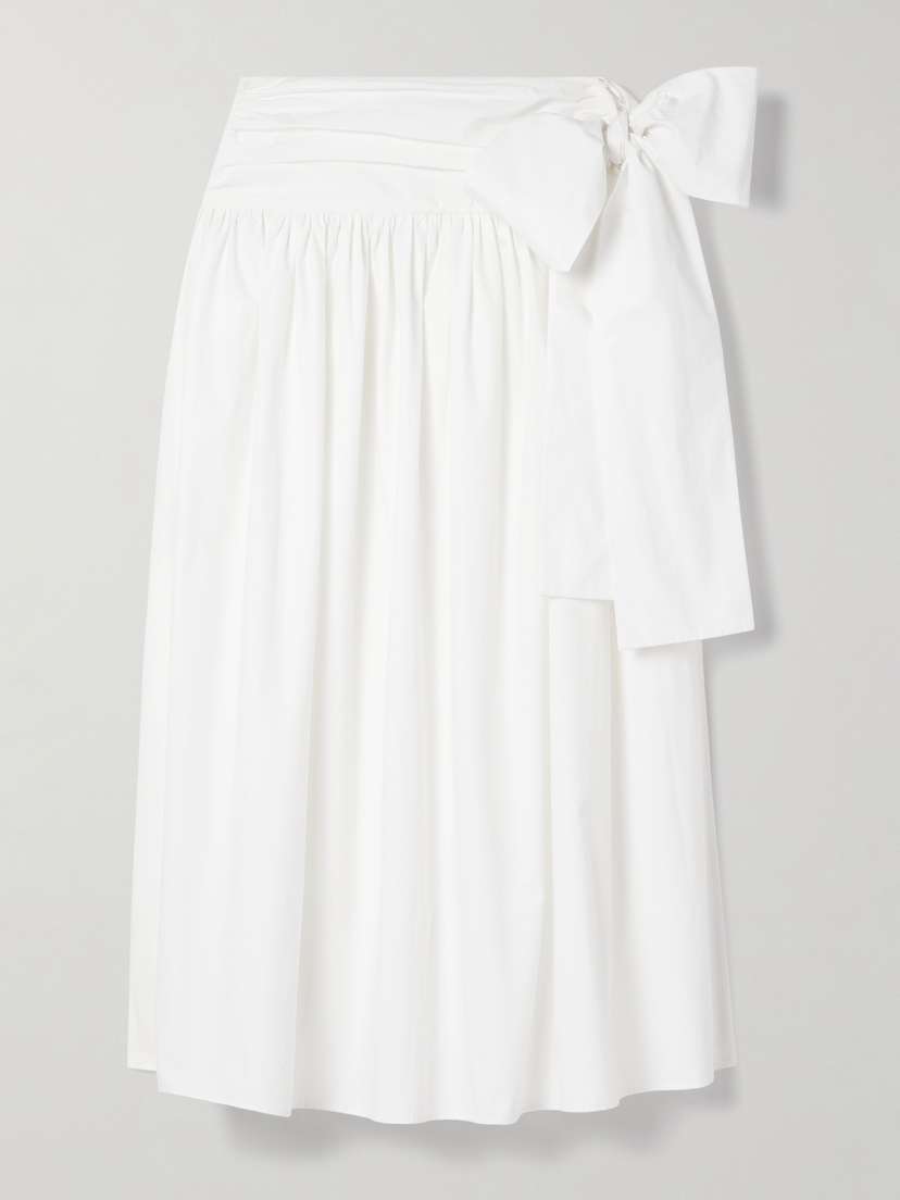 Magda Butrym Gathered Cotton-poplin Midi Wrap Skirt