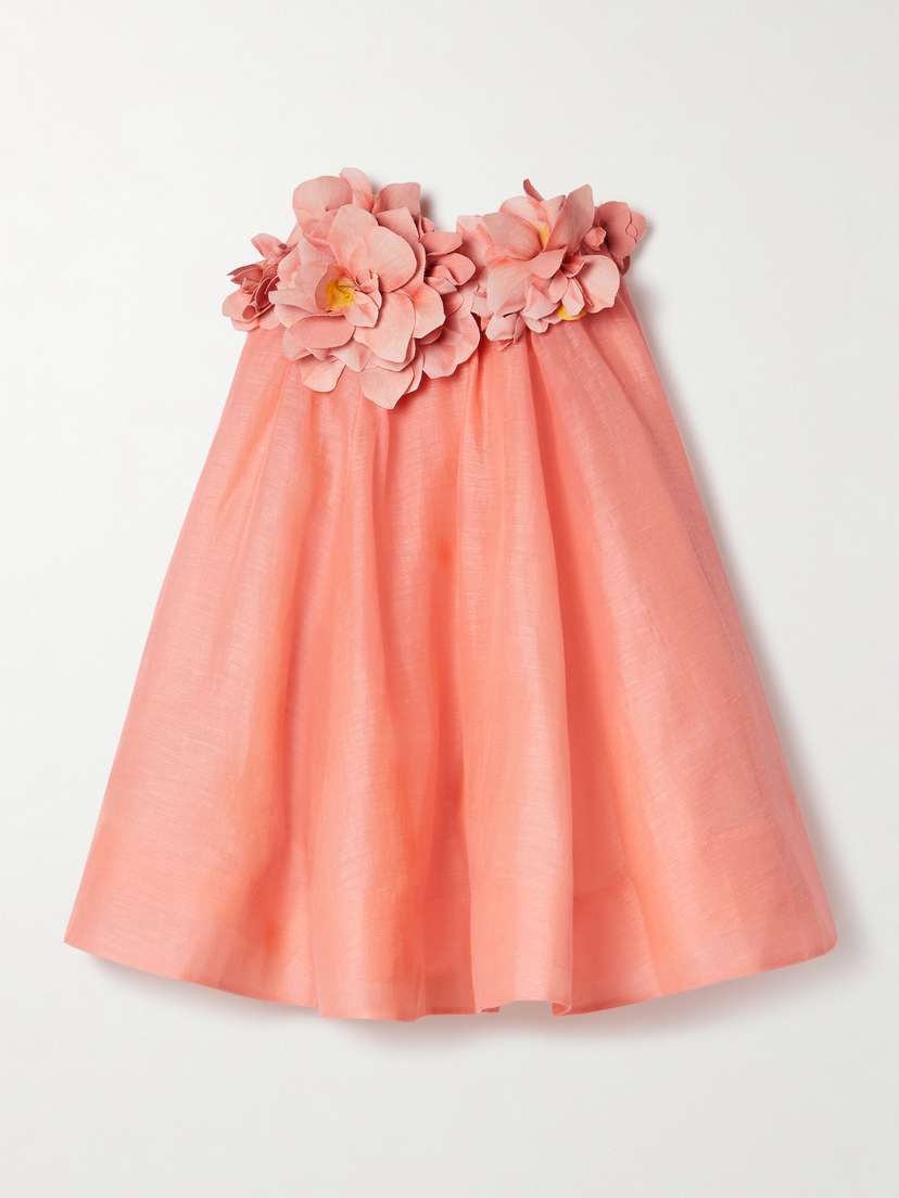 Zimmermann Natura Appliquéd Linen And Silk-blend Mini Dress