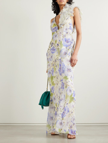 Zimmermann Natura appliquéd floral-print linen and silk-blend maxi dress