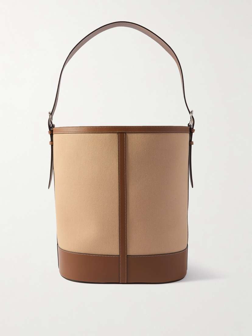 Hunting Season Leather-trimmed Twill Bucket Bag