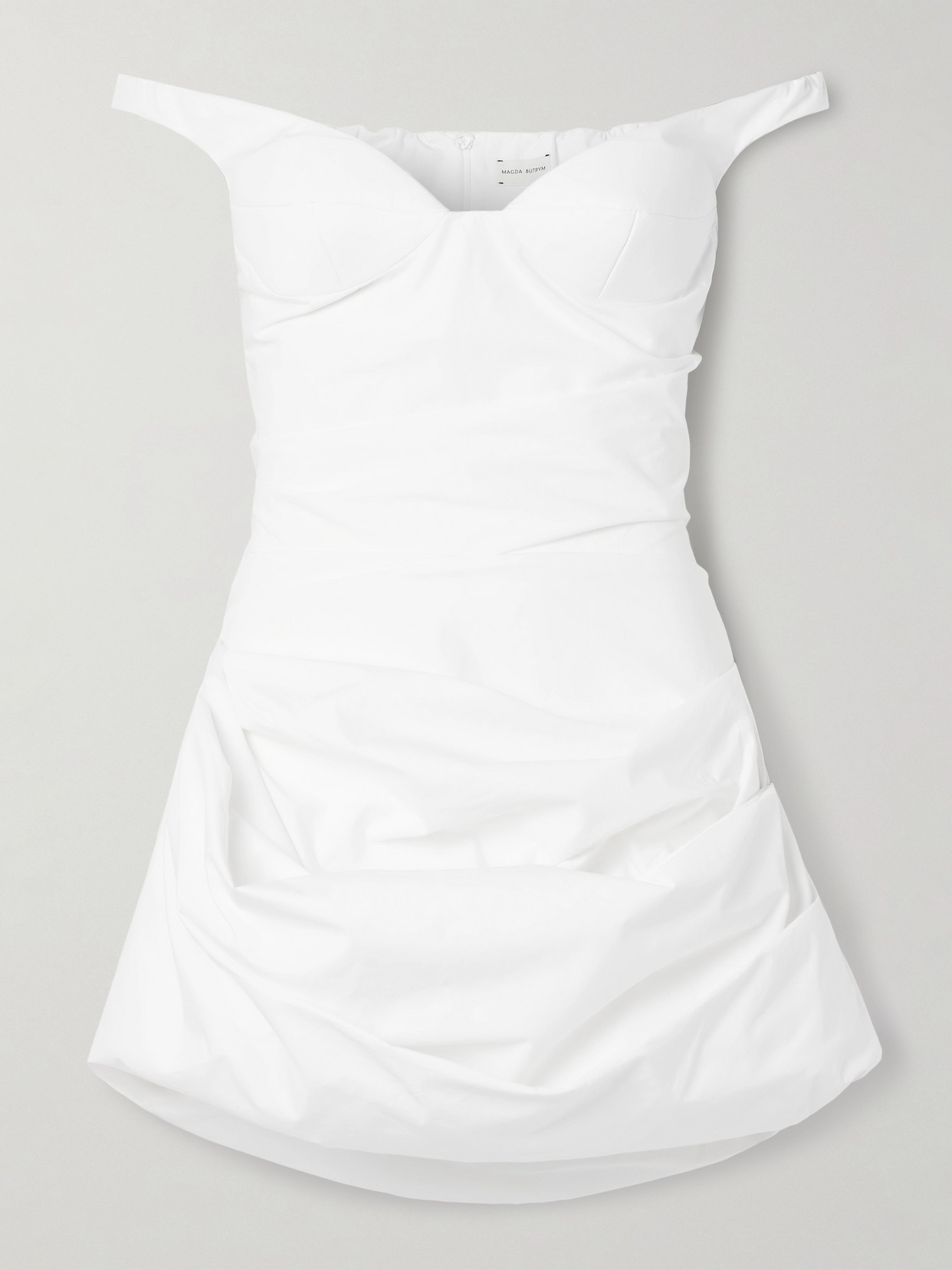 Magda Butrym - Off-the-shoulder Draped Cotton-poplin Mini Dress - White