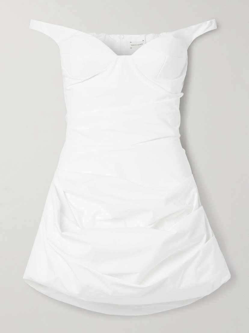 Magda Butrym Off-the-shoulder Draped Cotton-poplin Mini Dress