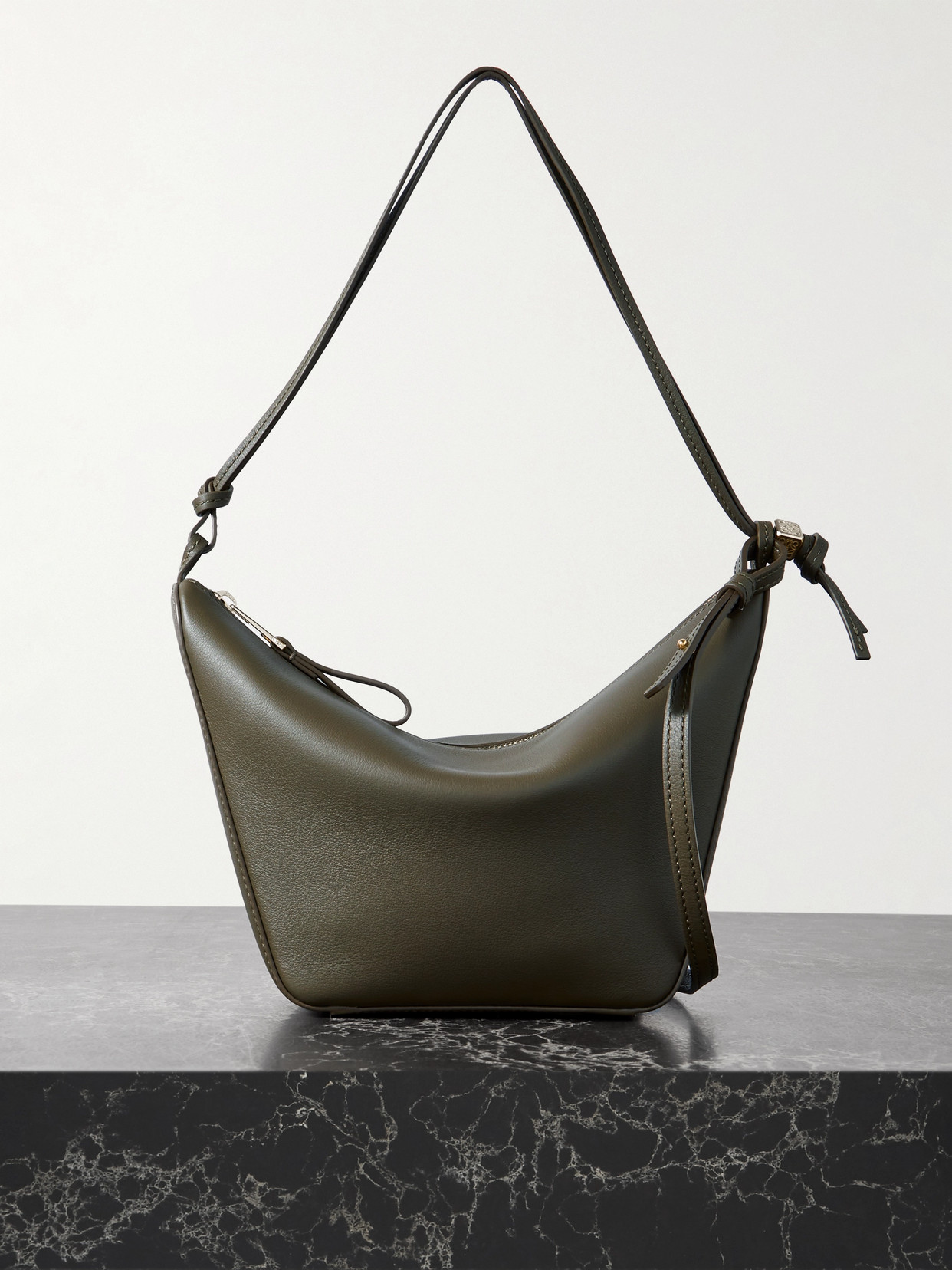 Loewe Mini Puzzle Leather Shoulder Bag In Green