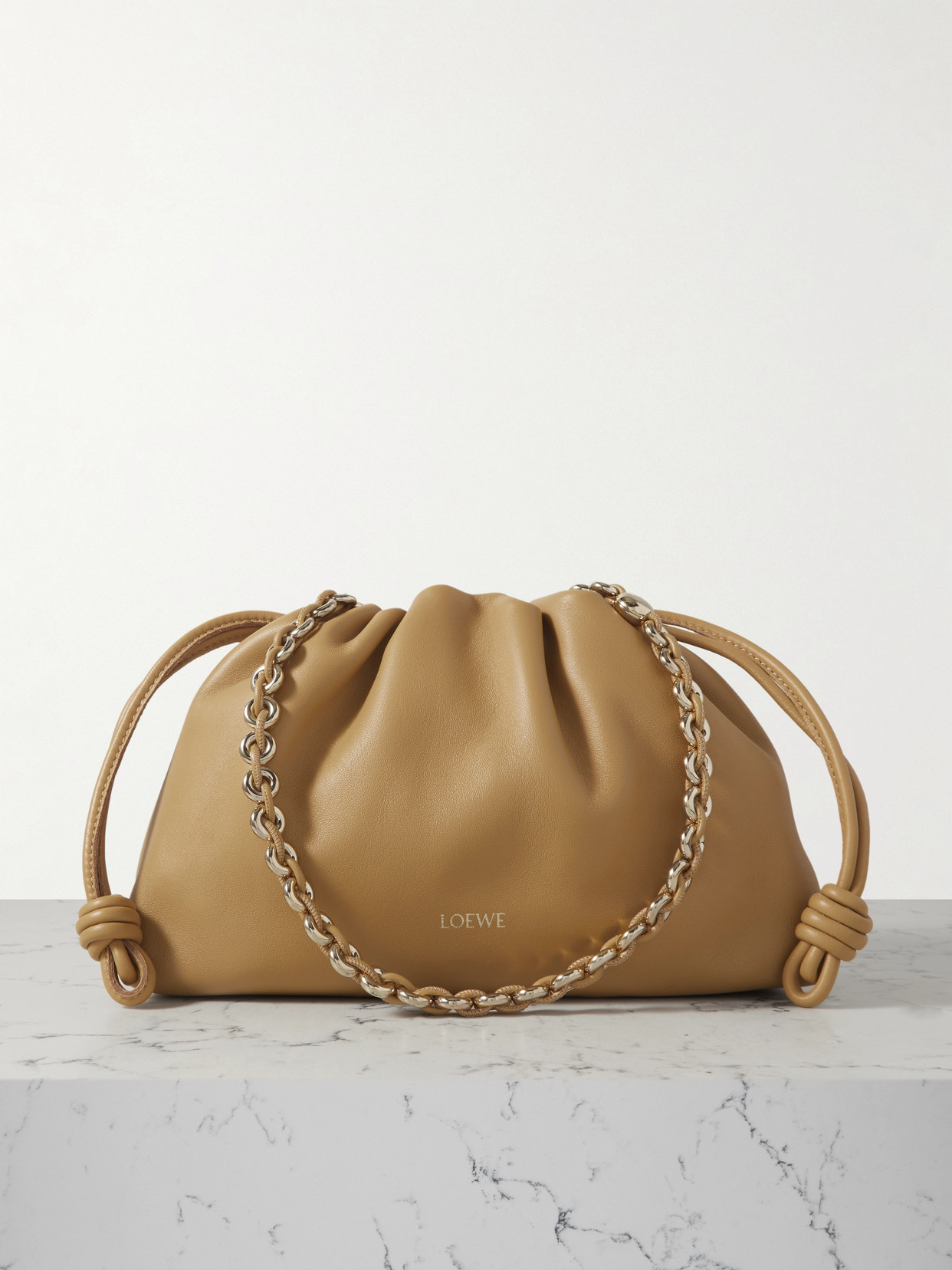 Loewe Flamenco Leather Clutch In Neutrals