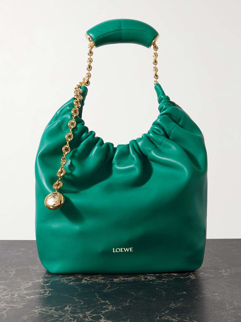 Loewe Squeeze Small Chain-embellished Gathered Leather Tote
