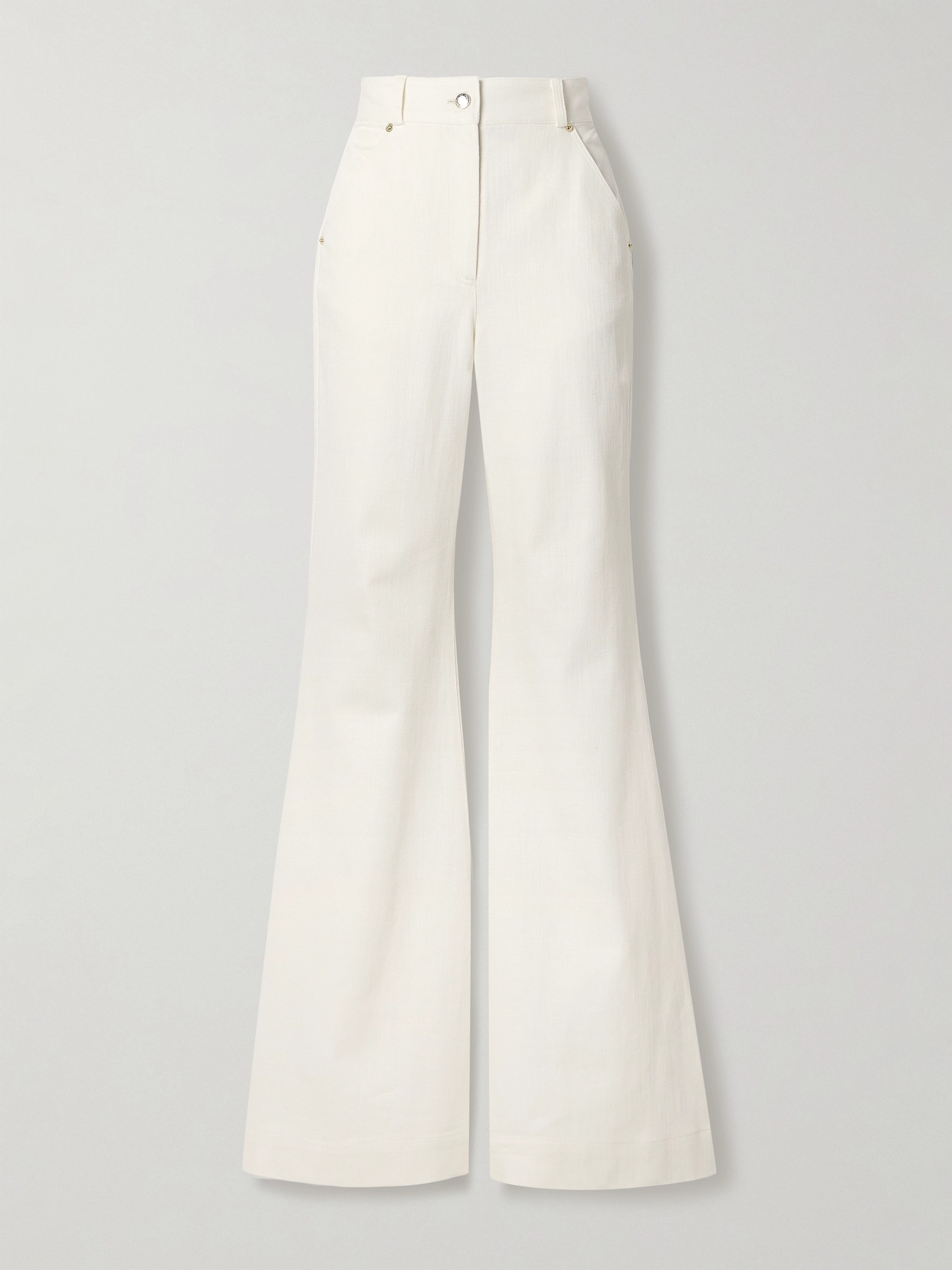 Sergio Hudson Cotton-twill High-rise Flared Pants In White