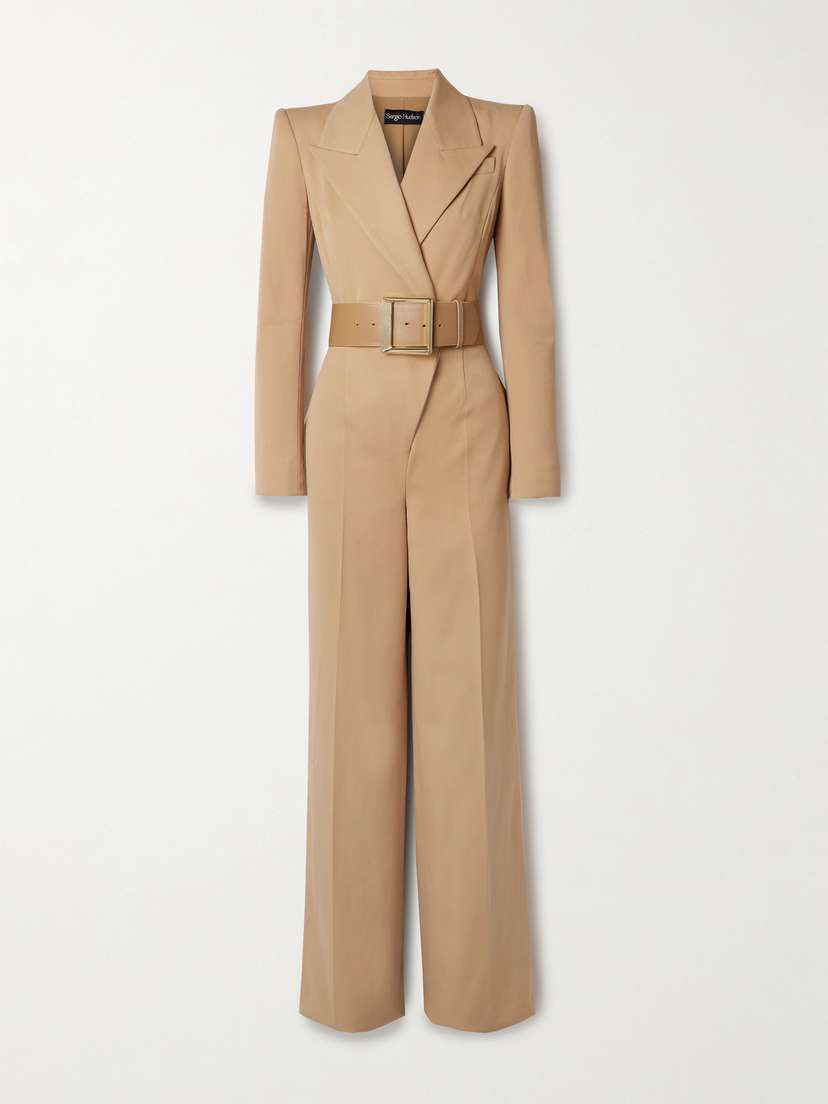 Sergio Hudson Belted Wrap-effect Twill Jumpsuit