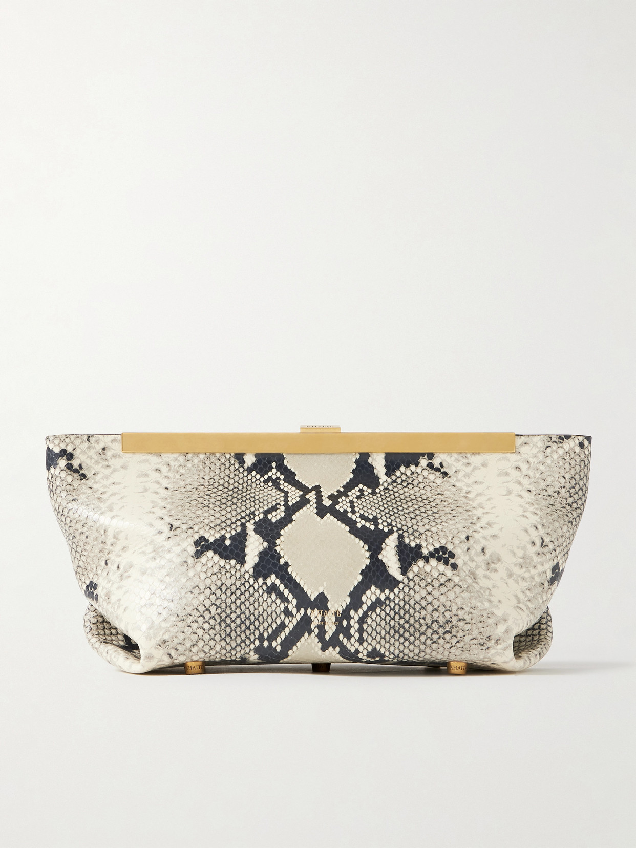 Khaite Aimee Snake-effect Leather Clutch In Animal Print