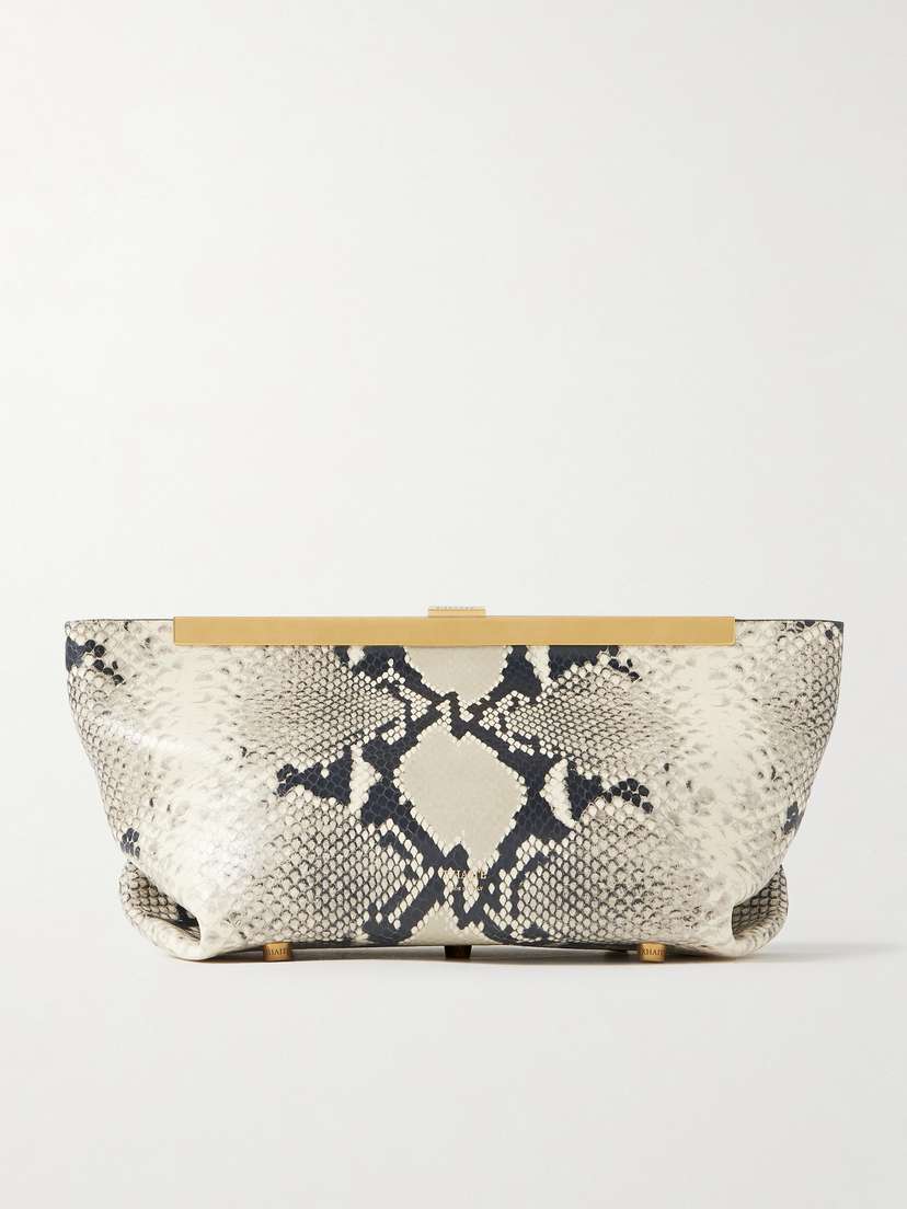 Khaite Aimee Snake-effect Leather Clutch