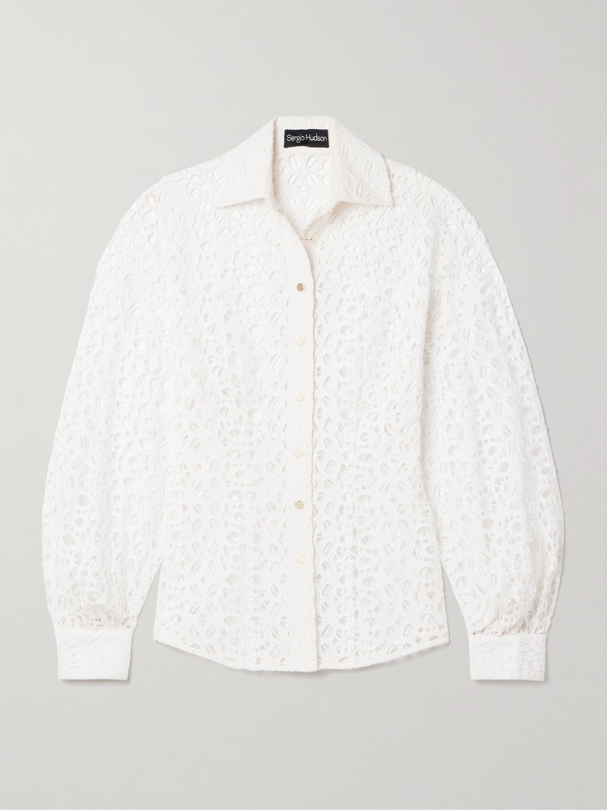 Sergio Hudson Broderie Anglaise Cotton Shirt In White